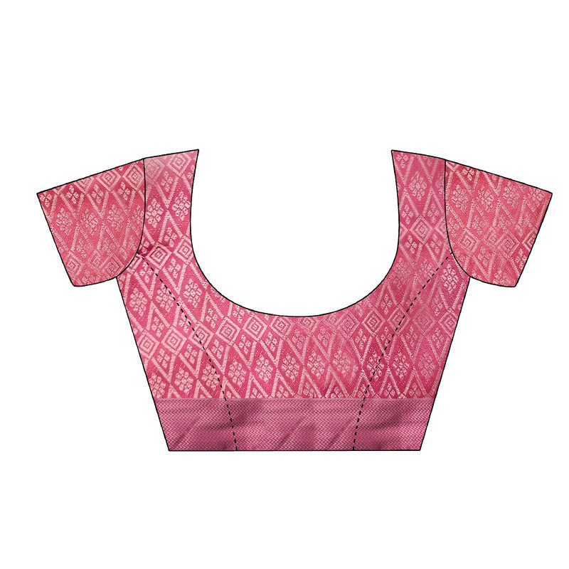 Pink Art Silk Printed Floral Saree with Unstitched Blouse - Hiral Fashion | Grocsy