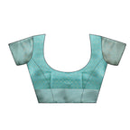 Turquoise Art Silk Printed Floral Saree with Unstitched Blouse - Hiral Fashion | Grocsy