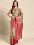 Multicolor Art Silk Woven Zari Design Floral Saree with Unstitched Blouse - Hiral Fashion | Grocsy