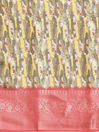 Multicolor Art Silk Woven Zari Design Floral Saree with Unstitched Blouse - Hiral Fashion | Grocsy