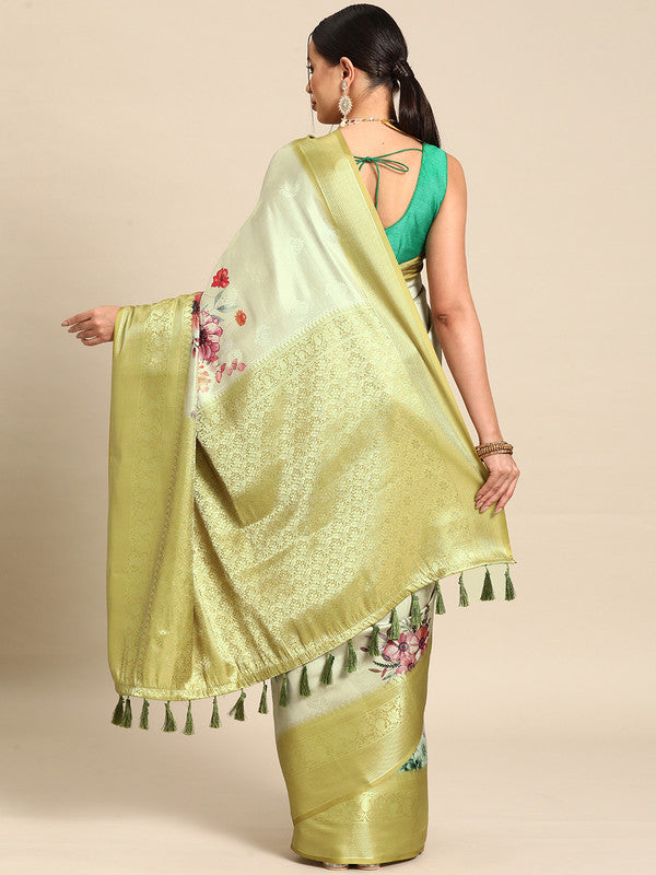 Multicolor Art Silk Woven Zari Design Floral Saree with Unstitched Blouse - Hiral Fashion | Grocsy