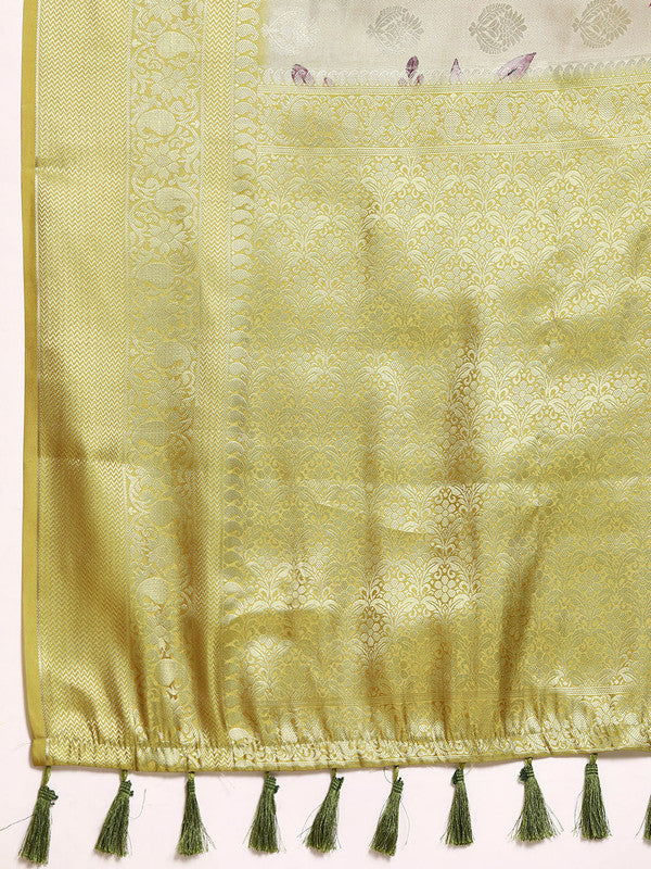 Multicolor Art Silk Woven Zari Design Floral Saree with Unstitched Blouse - Hiral Fashion | Grocsy