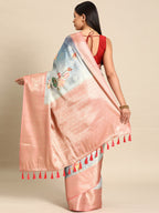 Multicolor Art Silk Woven Zari Design Floral Saree with Unstitched Blouse - Hiral Fashion | Grocsy