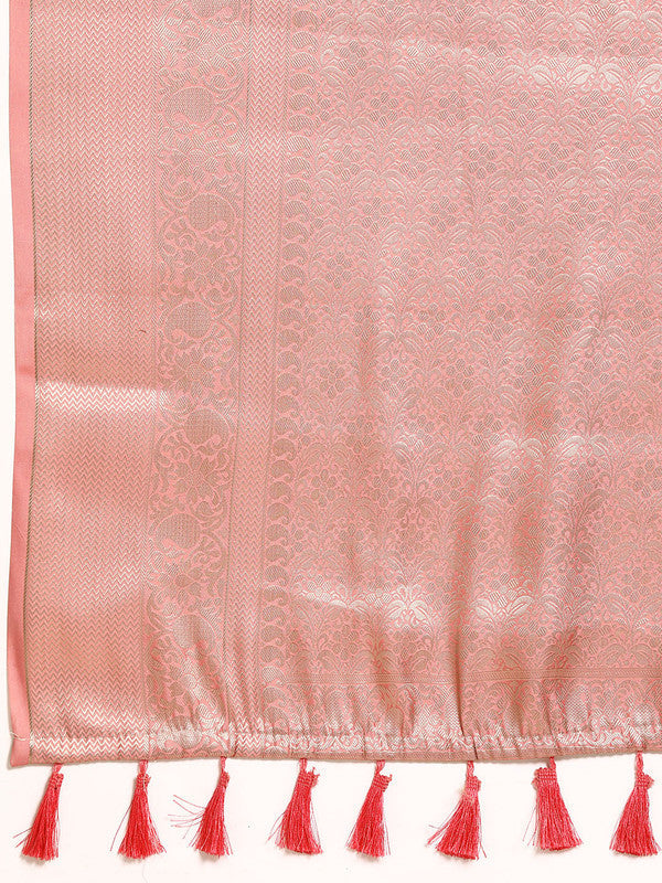 Multicolor Art Silk Woven Zari Design Floral Saree with Unstitched Blouse - Hiral Fashion | Grocsy