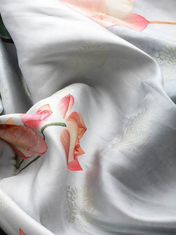 Multicolor Art Silk Woven Zari Design Floral Saree with Unstitched Blouse - Hiral Fashion | Grocsy