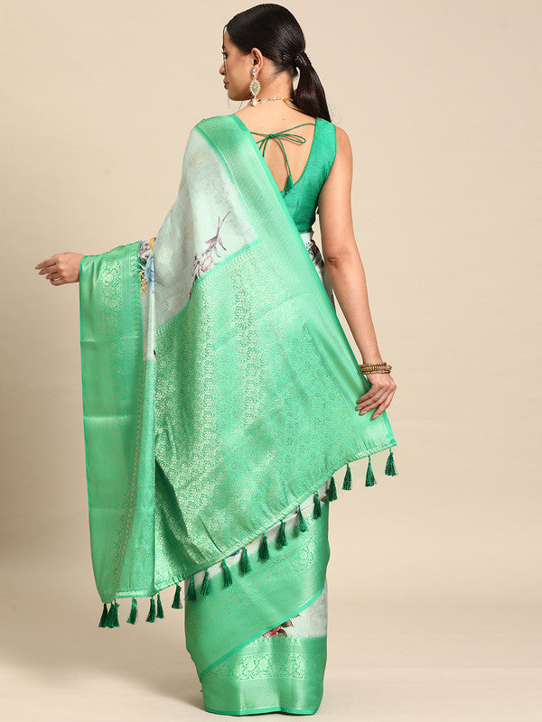 Multicolor Art Silk Woven Zari Design Floral Saree with Unstitched Blouse - Hiral Fashion | Grocsy
