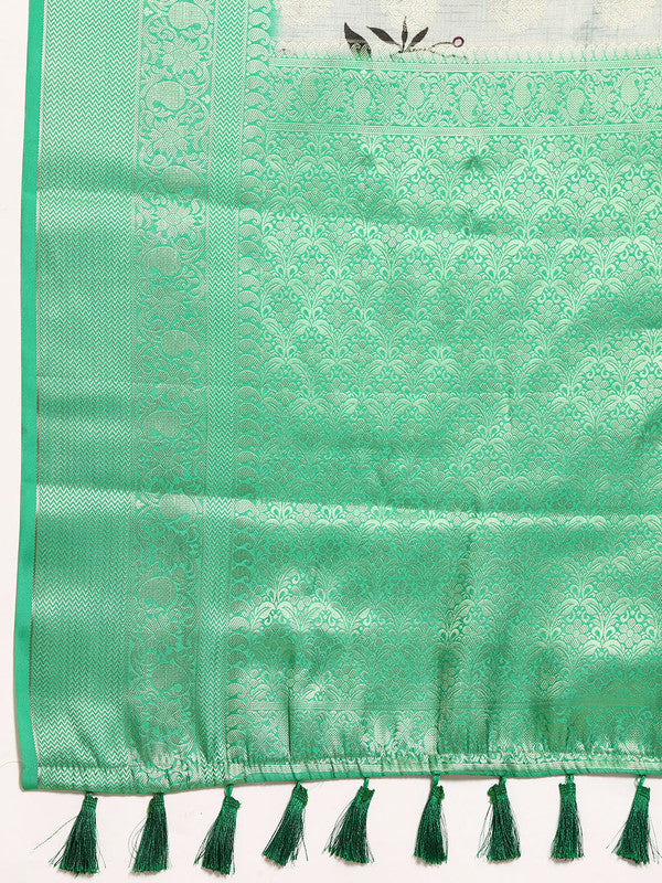 Multicolor Art Silk Woven Zari Design Floral Saree with Unstitched Blouse - Hiral Fashion | Grocsy