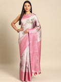Multicolor Art Silk Woven Zari Design Floral Saree with Unstitched Blouse - Hiral Fashion | Grocsy