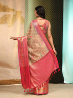 Beige Art Silk Digital Print Floral Saree with Unstitched Blouse - Hiral Fashion | Grocsy
