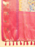 Gray Art Silk Digital Print Floral Saree with Unstitched Blouse - Hiral Fashion | Grocsy