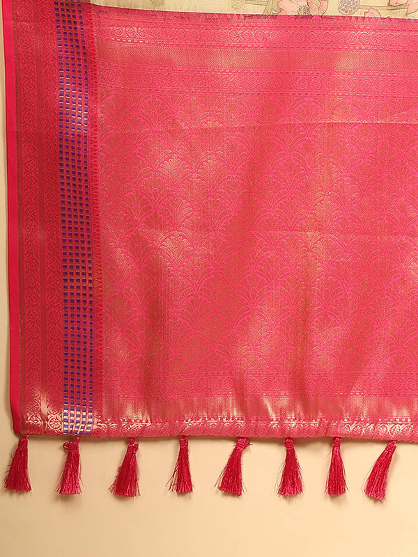 Multicolor Art Silk Digital Print Floral Saree with Unstitched Blouse - Hiral Fashion | Grocsy