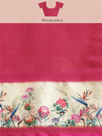 Green Kanjeevaram Silk Digital Print Floral Saree with Unstitched Blouse - Hiral Fashion | Grocsy