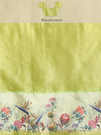 Navy Blue Kanjeevaram Silk Digital Print Floral Saree with Unstitched Blouse - Hiral Fashion | Grocsy