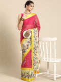 Red Kanjeevaram Silk Digital Print Floral Saree with Unstitched Blouse - Hiral Fashion | Grocsy