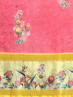 Red Kanjeevaram Silk Digital Print Floral Saree with Unstitched Blouse - Hiral Fashion | Grocsy