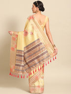Mustard Art Silk Printed Floral Saree with Unstitched Blouse - Hiral Fashion | Grocsy