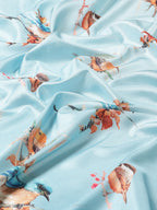 Blue Art Silk Printed Floral Saree with Unstitched Blouse - Hiral Fashion | Grocsy