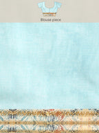 Blue Art Silk Printed Floral Saree with Unstitched Blouse - Hiral Fashion | Grocsy