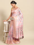 Pink Art Silk Printed Floral Saree with Unstitched Blouse - Hiral Fashion | Grocsy