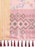 Pink Art Silk Printed Floral Saree with Unstitched Blouse - Hiral Fashion | Grocsy