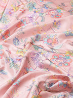 Pink Art Silk Printed Floral Saree with Unstitched Blouse - Hiral Fashion | Grocsy