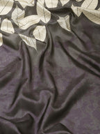 Black Art Silk Printed Floral Saree with Unstitched Blouse - Hiral Fashion | Grocsy