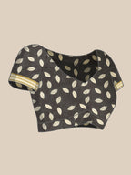 Black Art Silk Printed Floral Saree with Unstitched Blouse - Hiral Fashion | Grocsy