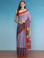 Lavender Silk Cotton Digital Print Solid Saree with Unstitched Blouse - Hiral Fashion | Grocsy