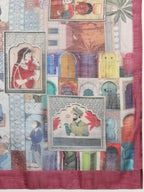Multicolor Silk Cotton Digital Print Abstract Saree with Unstitched Blouse - Hiral Fashion | Grocsy