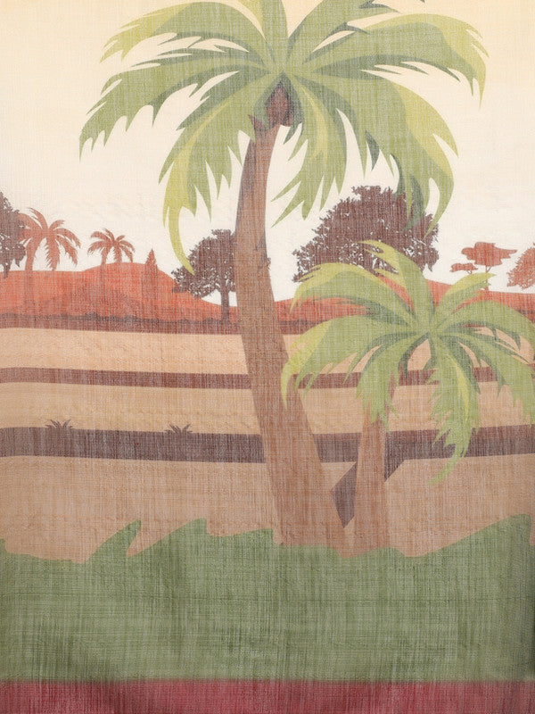 Multicolor Silk Cotton Digital Print Floral Saree with Unstitched Blouse - Hiral Fashion | Grocsy