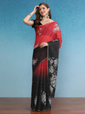 Black Silk Cotton Digital Print Floral Saree with Unstitched Blouse - Hiral Fashion | Grocsy