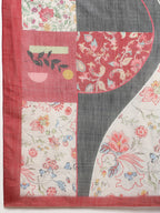 Gray Silk Cotton Digital Print Solid Saree with Unstitched Blouse - Hiral Fashion | Grocsy