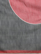 Gray Silk Cotton Digital Print Solid Saree with Unstitched Blouse - Hiral Fashion | Grocsy