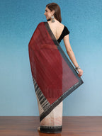 Maroon Silk Cotton Digital Print Solid Saree with Unstitched Blouse - Hiral Fashion | Grocsy
