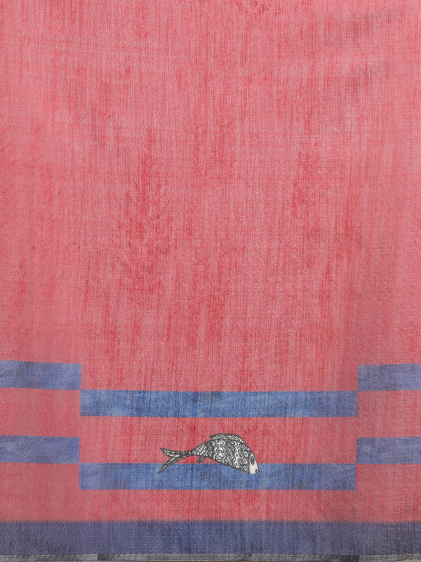 Red Silk Cotton Digital Print Solid Saree with Unstitched Blouse - Hiral Fashion | Grocsy