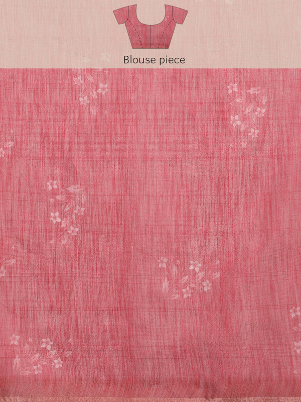 Red Silk Cotton Digital Print Solid Saree with Unstitched Blouse - Hiral Fashion | Grocsy