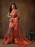 Multicolor Kanjeevaram Silk Digital Print Kalamkari Saree with Unstitched Blouse - Hiral Fashion | Grocsy