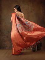Multicolor Kanjeevaram Silk Digital Print Kalamkari Saree with Unstitched Blouse - Hiral Fashion | Grocsy