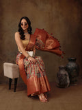 Multicolor Kanjeevaram Silk Digital Print Kalamkari Saree with Unstitched Blouse - Hiral Fashion | Grocsy