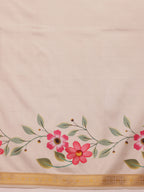 Hiral Fashion Off White Onam Art Silk Floral Digital Print Saree | Grocsy