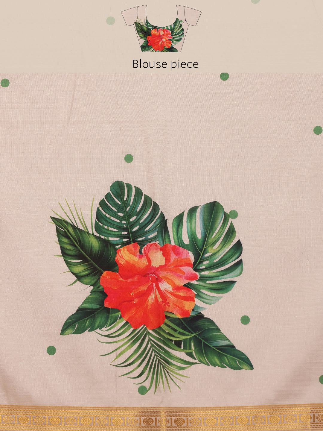 Hiral Fashion White Onam Art Silk Floral Digital Print Saree | Grocsy