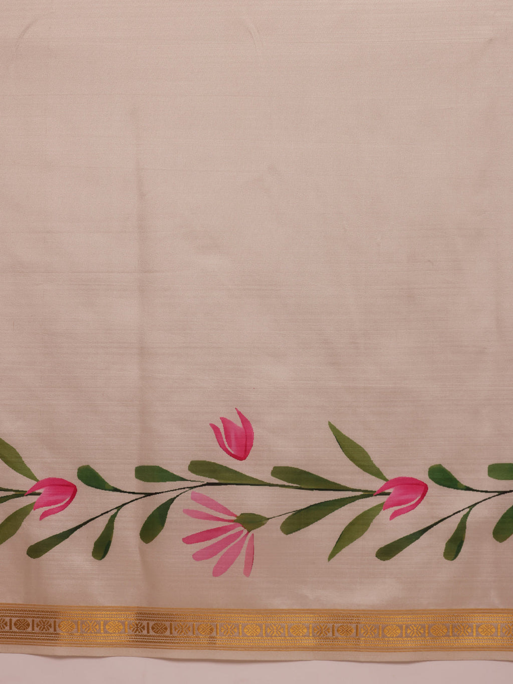 Hiral Fashion Off White Onam Art Silk Floral Digital Print Saree | Grocsy