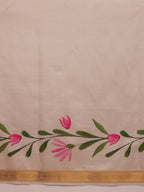 Hiral Fashion Off White Onam Art Silk Floral Digital Print Saree | Grocsy