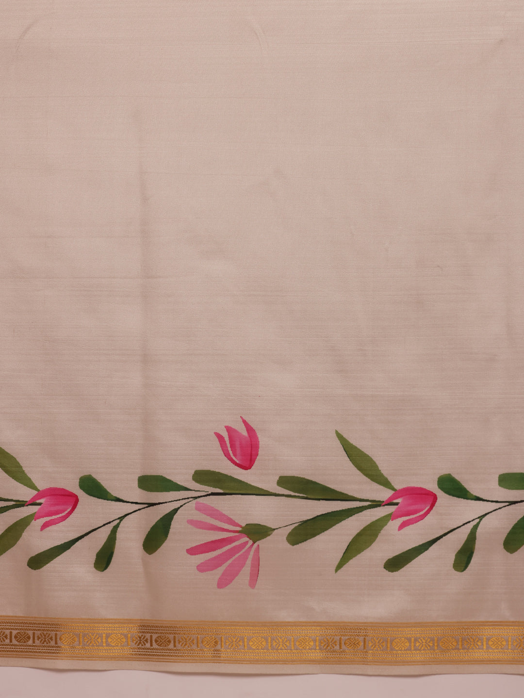 Hiral Fashion Off White Onam Art Silk Floral Digital Print Saree | Grocsy