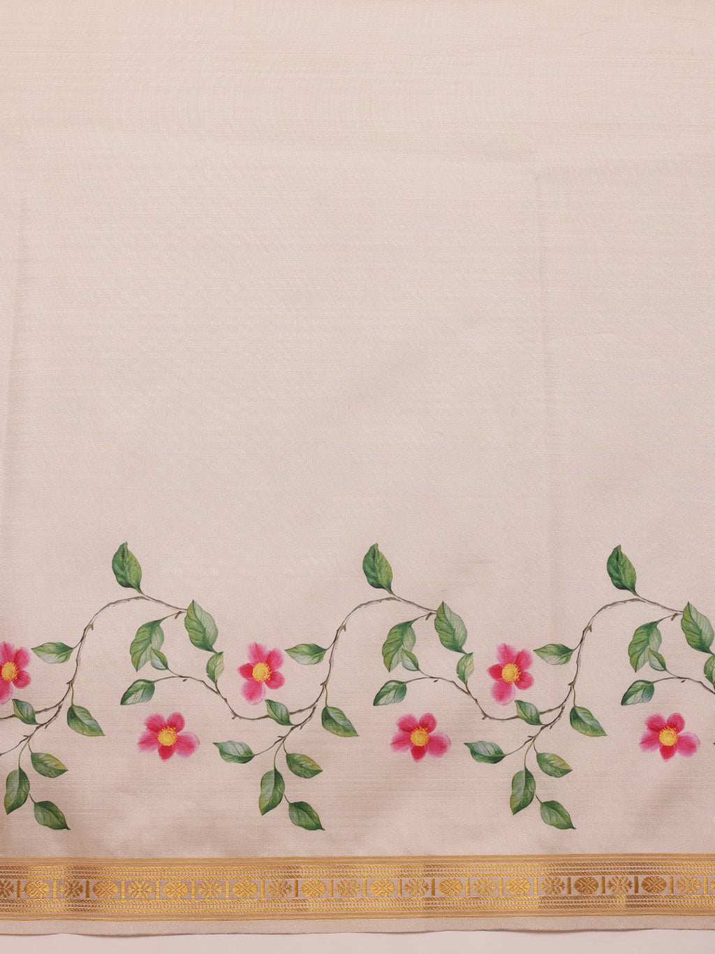 Hiral Fashion White Onam Art Silk Floral Digital Print Saree | Grocsy