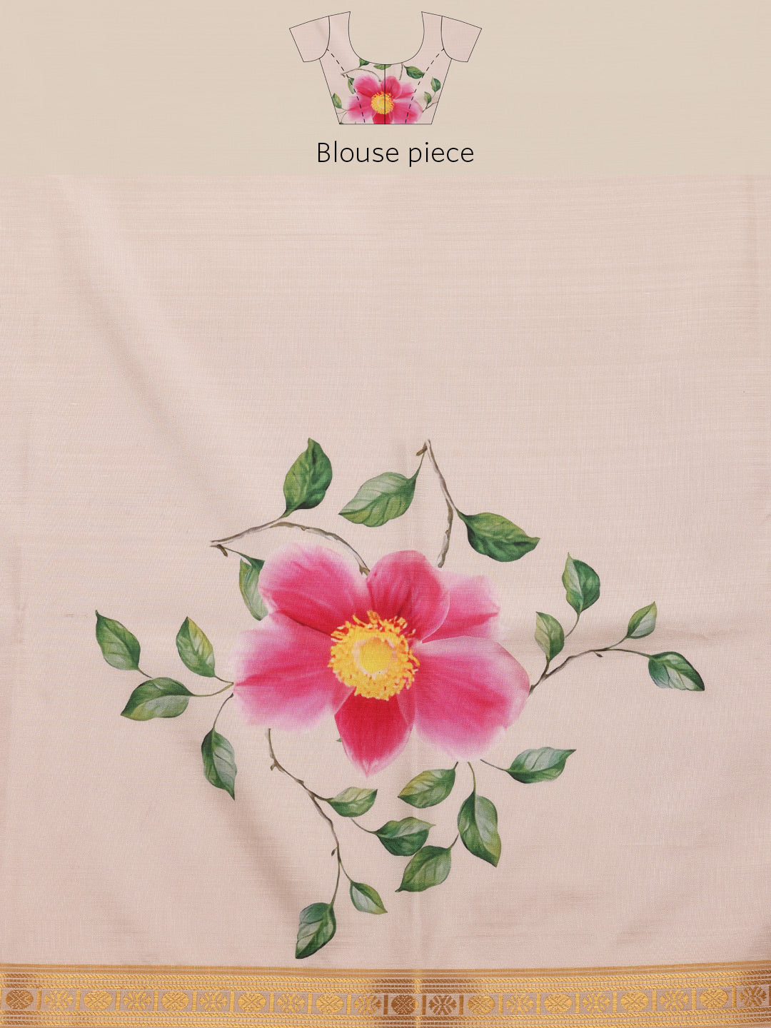 Hiral Fashion White Onam Art Silk Floral Digital Print Saree | Grocsy