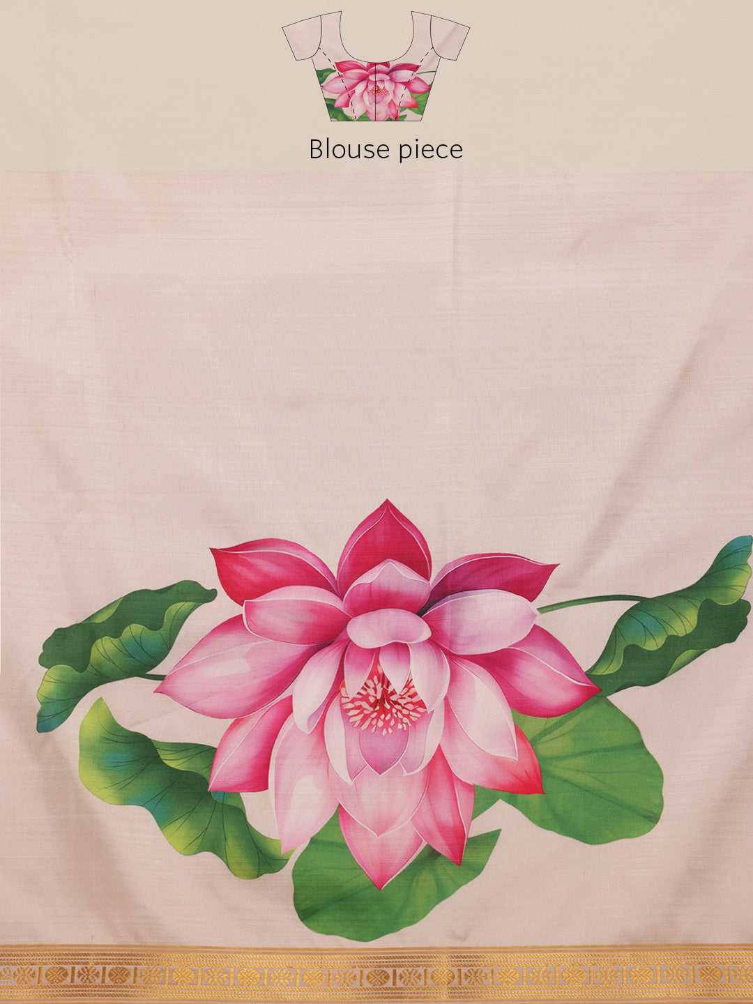 Hiral Fashion White Onam Art Silk Floral Digital Print Saree | Grocsy
