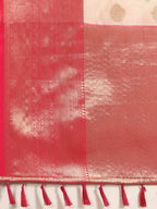 Pink Chanderi Art Silk Printed Floral Saree with Unstitched Blouse - Hiral Fashion | Grocsy