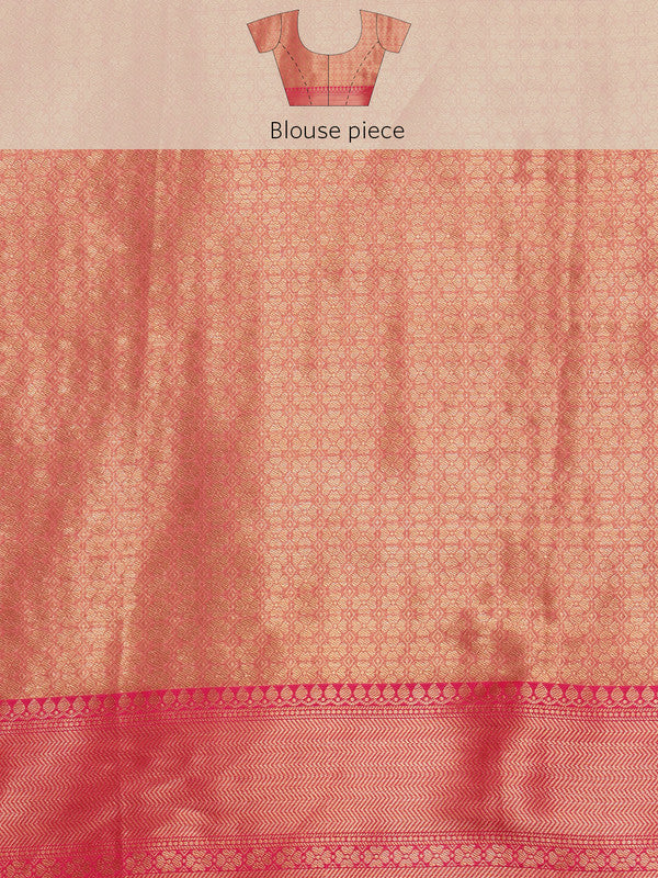 Light Pink Chanderi Art Silk Digital Print Floral Saree with Unstitched Blouse - Hiral Fashion | Grocsy