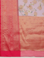 Lavender Chanderi Art Silk Digital Print Floral Saree with Unstitched Blouse - Hiral Fashion | Grocsy
